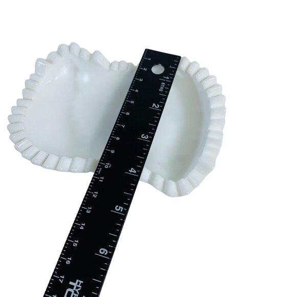 Rare Milk Glass Cottage Soap Dish White Trinket Saw Tooth Rim Hobstar Fork Patte - Picture 8 of 9